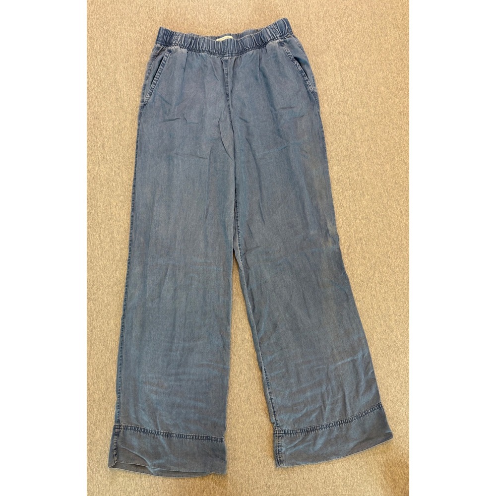 Ann Taylor Weekend Lyocell Wide Leg Chambray Pants Blue Small SU24 70436